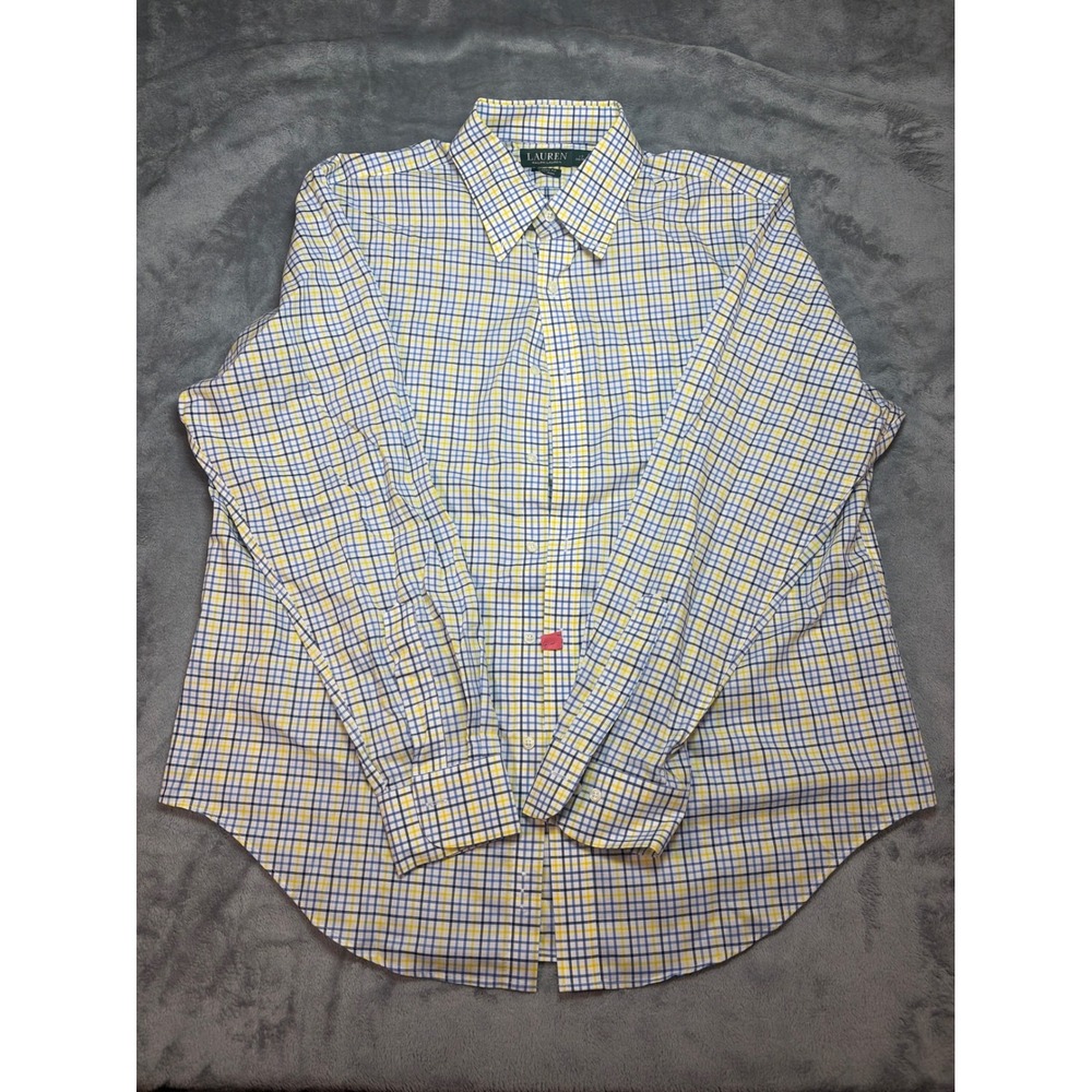 Lauren Ralph Lauren Men Plaid Button Down Shirt Blue Yellow Classic Fit 17 36 37